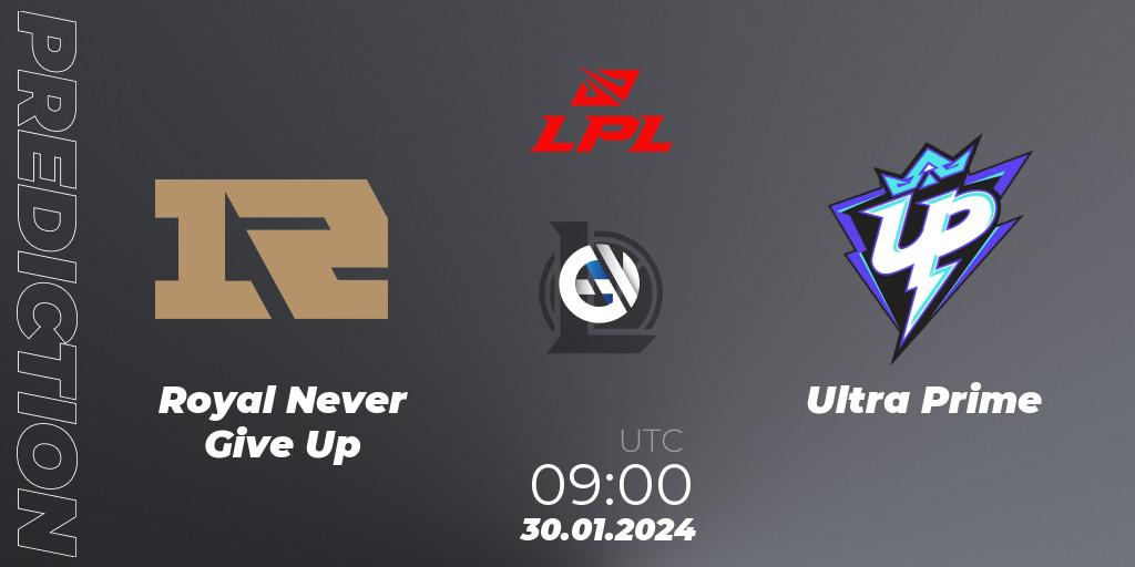 Royal Never Give Up vs Ultra Prime: Match Prediction. 30.01.2024 at 09:00, LoL, LPL Spring 2024 - Group Stage