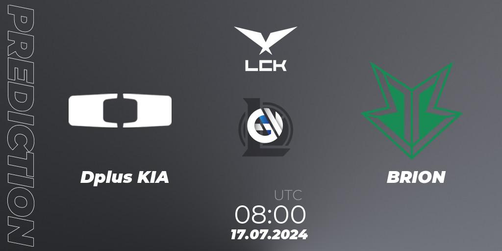 Dplus KIA vs BRION: Match Prediction. 17.07.2024 at 08:00, LoL, LCK Summer 2024 Group Stage