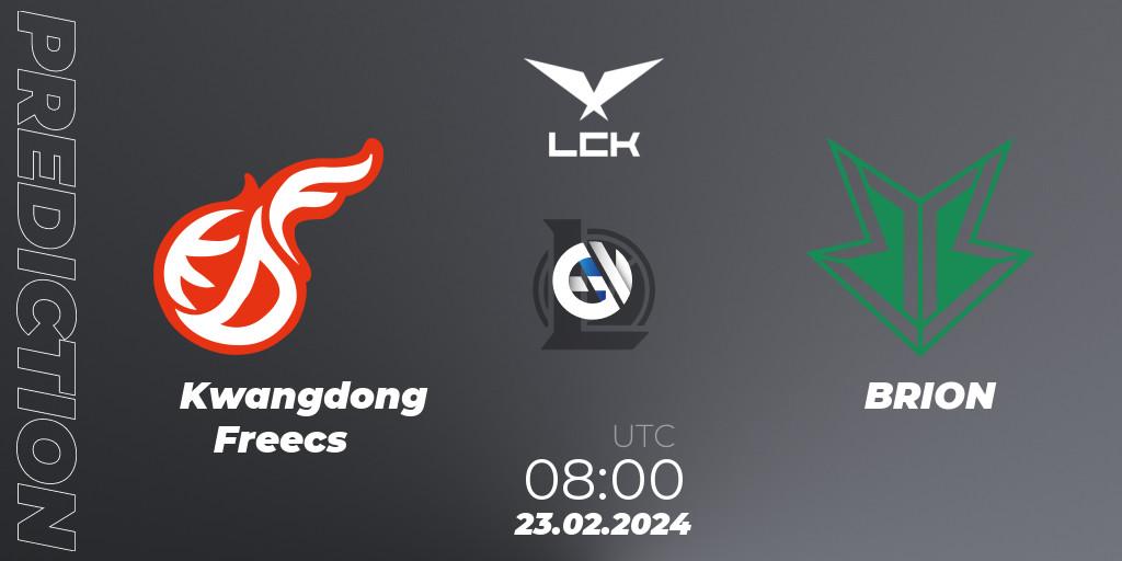 Kwangdong Freecs vs BRION: Match Prediction. 23.02.2024 at 08:00, LoL, LCK Spring 2024 - Group Stage
