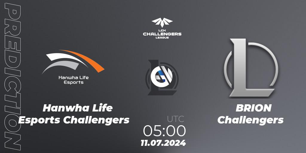 Hanwha Life Esports Challengers vs BRION Challengers: Match Prediction. 11.07.2024 at 05:00, LoL, LCK Challengers League 2024 Summer - Group Stage