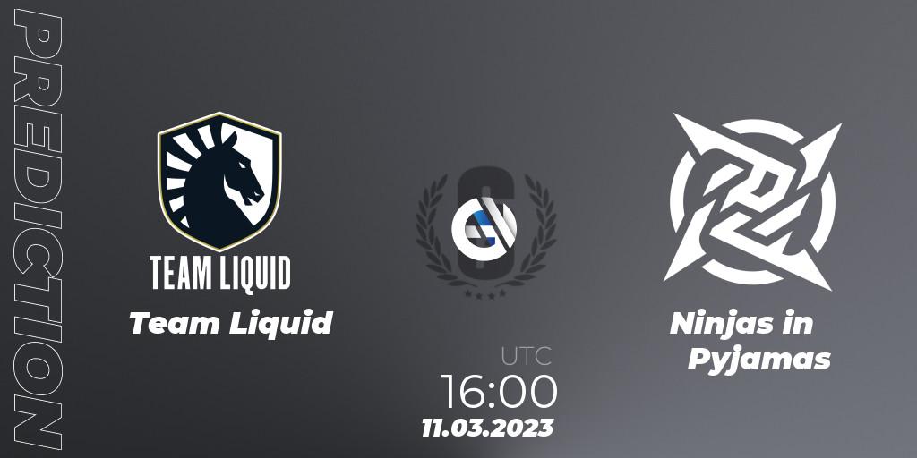 Team Liquid vs Ninjas in Pyjamas: Match Prediction. 11.03.2023 at 16:00, Rainbow Six, Brazil League 2023 - Stage 1