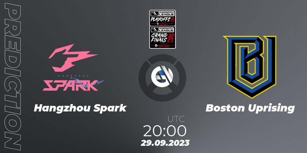 Hangzhou Spark vs Boston Uprising: Match Prediction. 29.09.2023 at 20:00, Overwatch, Overwatch League 2023 - Playoffs