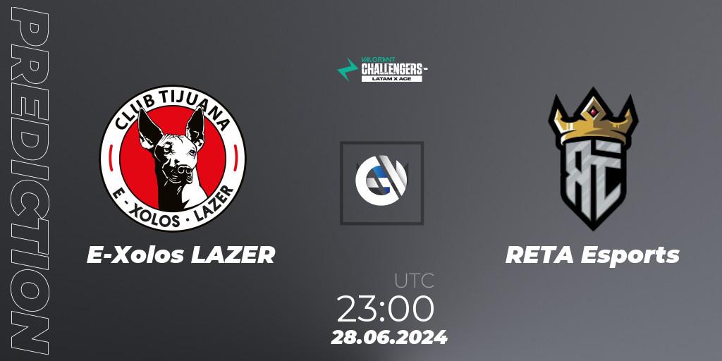 E-Xolos LAZER vs RETA Esports: Match Prediction. 28.06.2024 at 23:00, VALORANT, VALORANT Challengers 2024 LAN: Split 2
