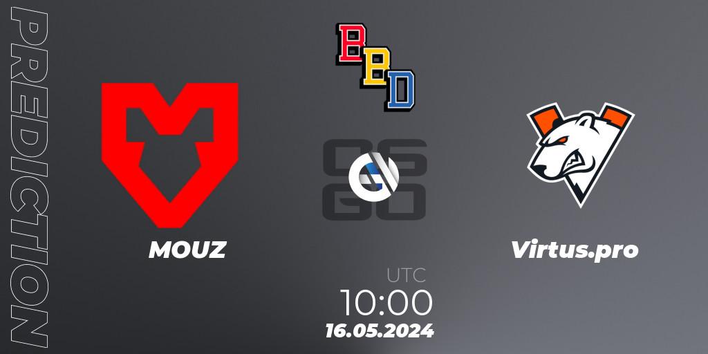 MOUZ vs Virtus.pro: Match Prediction. 16.05.2024 at 10:20, Counter-Strike (CS2), BetBoom Dacha Belgrade 2024