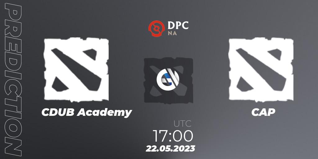 CDUB Academy vs CAP: Match Prediction. 22.05.2023 at 17:01, Dota 2, DPC 2023 Tour 3: NA Closed Qualifier