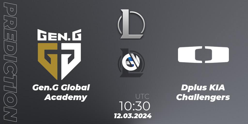 Gen.G Global Academy vs Dplus KIA Challengers: Match Prediction. 12.03.2024 at 10:30, LoL, LCK Challengers League 2024 Spring - Group Stage