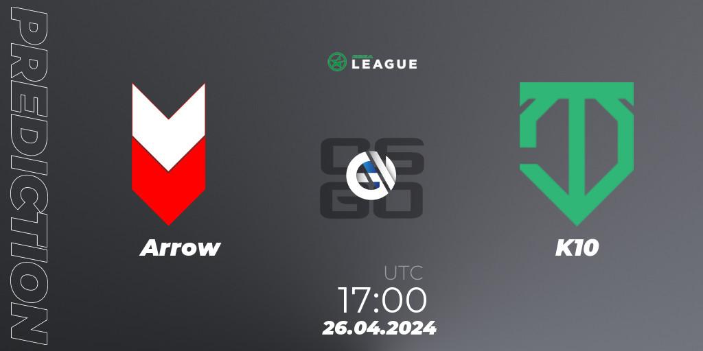 Arrow vs K10: Match Prediction. 01.05.2024 at 15:00, Counter-Strike (CS2), ESEA Season 49: Advanced Division - Europe