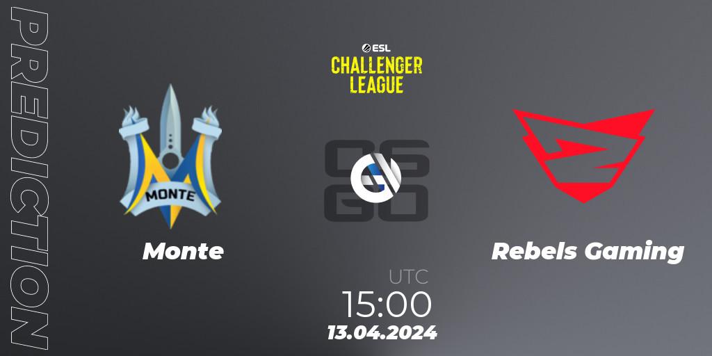 Monte vs Rebels Gaming: Match Prediction. 13.04.24, CS2 (CS:GO), ESL Challenger League Season 47: Europe