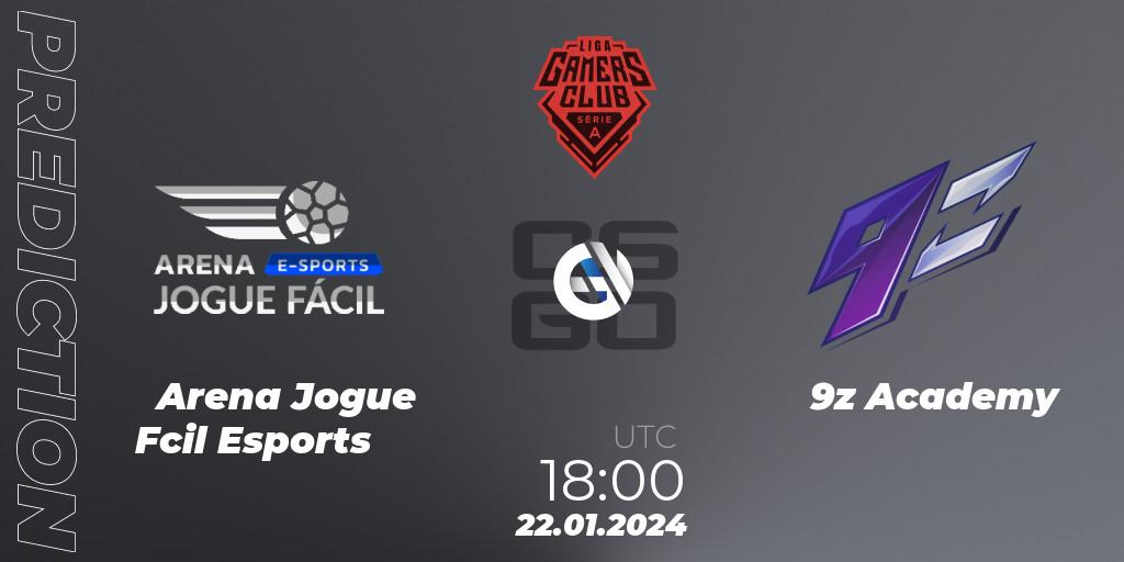 Arena Jogue Fácil Esports vs 9z Academy: Match Prediction. 26.01.24, CS2 (CS:GO), Gamers Club Liga Série A: January 2024
