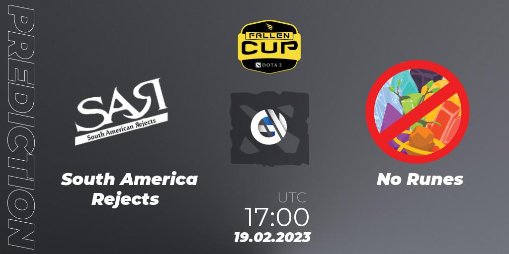 South America Rejects vs No Runes: Match Prediction. 19.02.2023 at 18:04, Dota 2, Fallen Cup Season 2