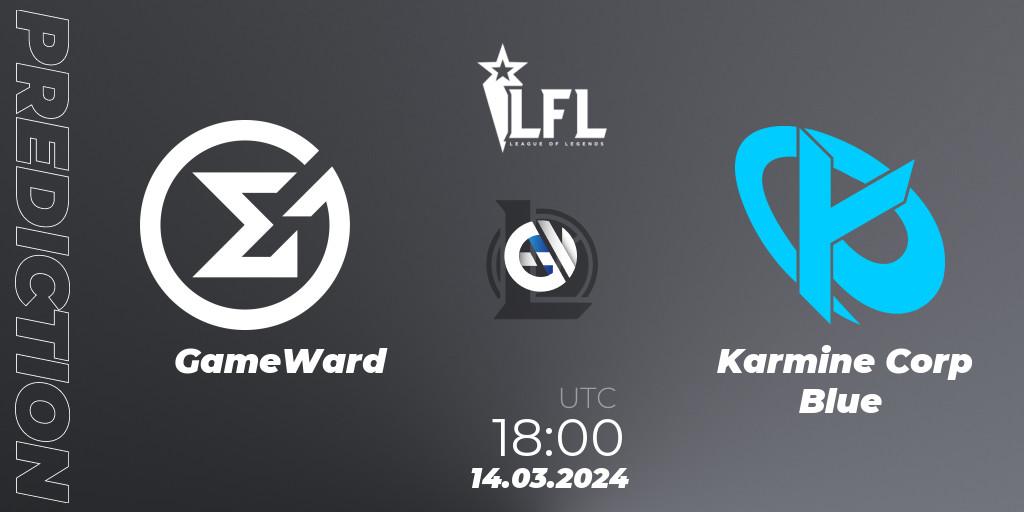GameWard vs Karmine Corp Blue: Match Prediction. 14.03.2024 at 18:00, LoL, LFL Spring 2024