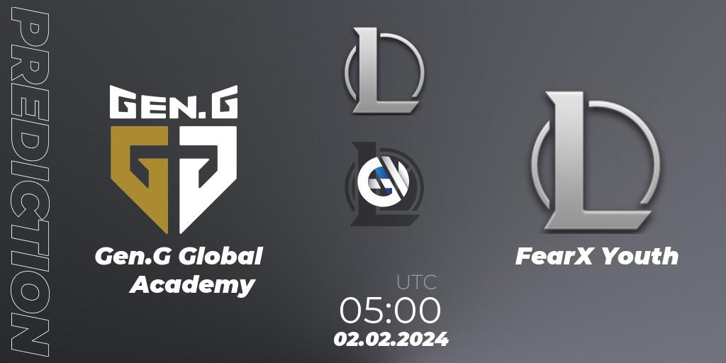 Gen.G Global Academy vs FearX Youth: Match Prediction. 02.02.2024 at 05:00, LoL, LCK Challengers League 2024 Spring - Group Stage