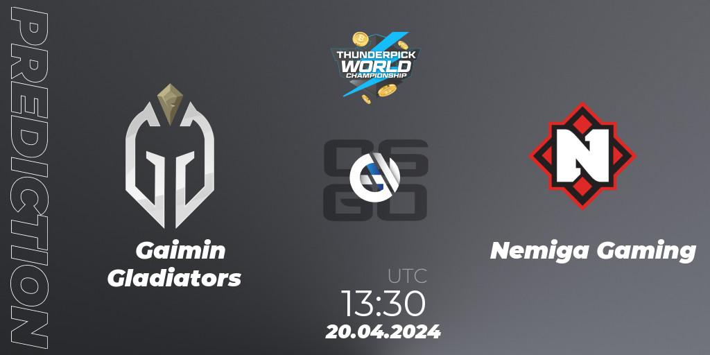 Gaimin Gladiators vs Nemiga Gaming: Match Prediction. 20.04.24, CS2 (CS:GO), Thunderpick World Championship 2024: European Series #1