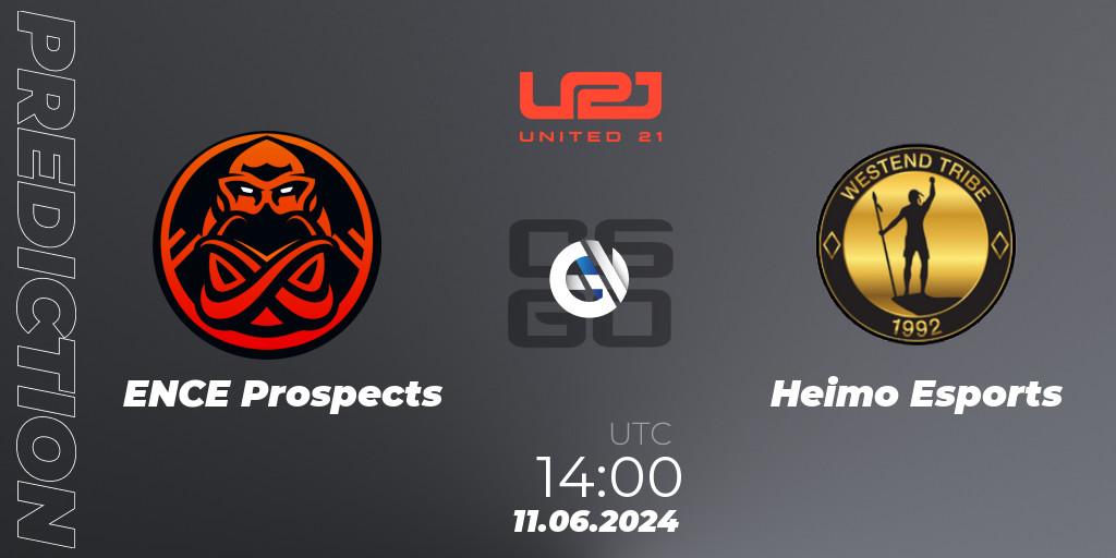 ENCE Prospects vs Heimo Esports: Match Prediction. 11.06.2024 at 14:00, Counter-Strike (CS2), United21 Season 14: Division 2