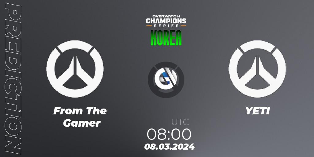 From The Gamer vs YETI: Match Prediction. 08.03.2024 at 08:00, Overwatch, Overwatch Champions Series 2024 - Stage 1 Korea