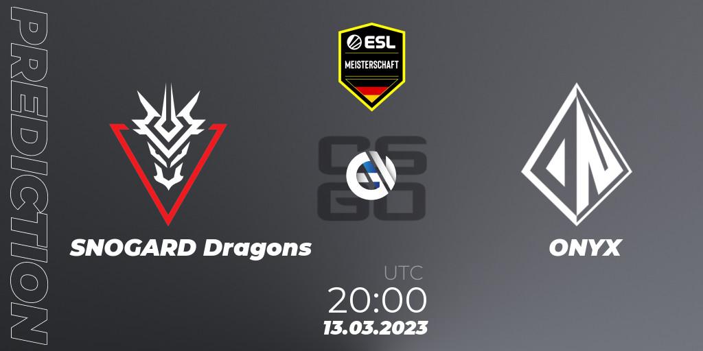 SNOGARD Dragons vs ONYX: Match Prediction. 13.03.2023 at 20:00, Counter-Strike (CS2), ESL Meisterschaft: Spring 2023