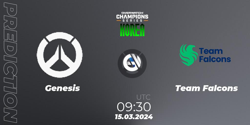 Genesis vs Team Falcons: Match Prediction. 15.03.2024 at 09:30, Overwatch, Overwatch Champions Series 2024 - Stage 1 Korea