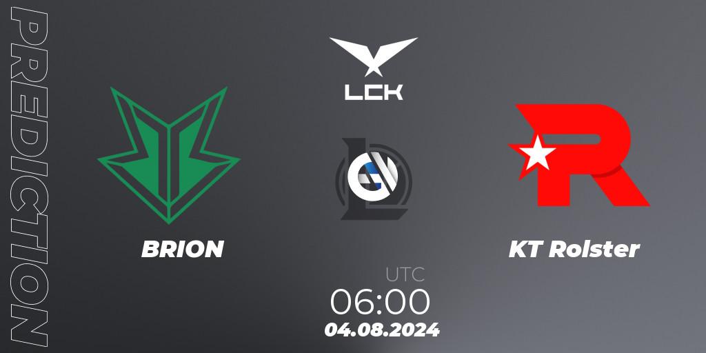 BRION vs KT Rolster: Match Prediction. 04.08.2024 at 06:00, LoL, LCK Summer 2024 Group Stage