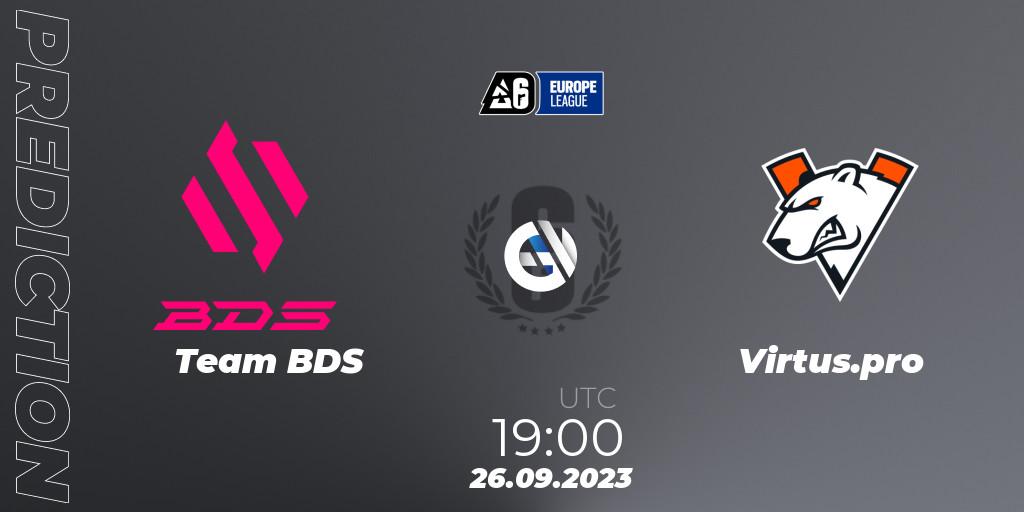 Team BDS vs Virtus.pro: Match Prediction. 26.09.2023 at 19:00, Rainbow Six, Europe League 2023 - Stage 2