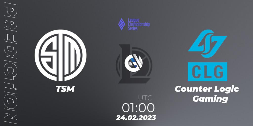 TSM vs Counter Logic Gaming: Match Prediction. 24.02.2023 at 01:00, LoL, LCS Spring 2023 - Group Stage