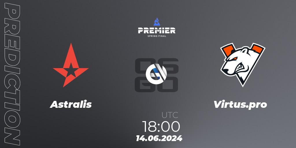 Astralis vs Virtus.pro: Match Prediction. 14.06.2024 at 18:40, Counter-Strike (CS2), BLAST Premier Spring Final 2024