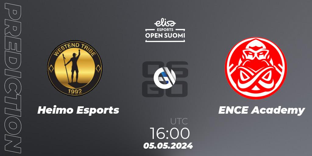 Heimo Esports vs ENCE Academy: Match Prediction. 05.05.2024 at 16:00, Counter-Strike (CS2), Elisa Open Suomi Season 6