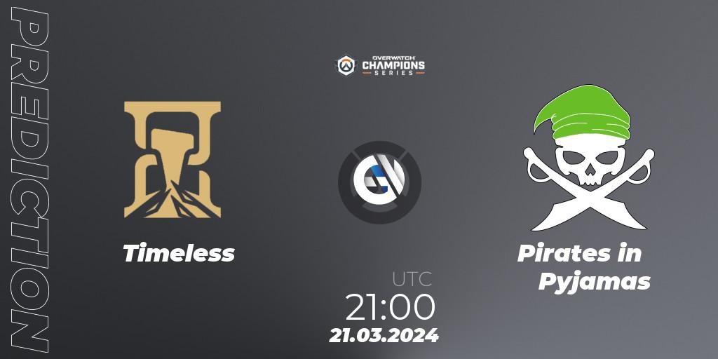 Timeless vs Pirates in Pyjamas: Match Prediction. 21.03.2024 at 21:00, Overwatch, Overwatch Champions Series 2024 - North America Stage 1 Main Event