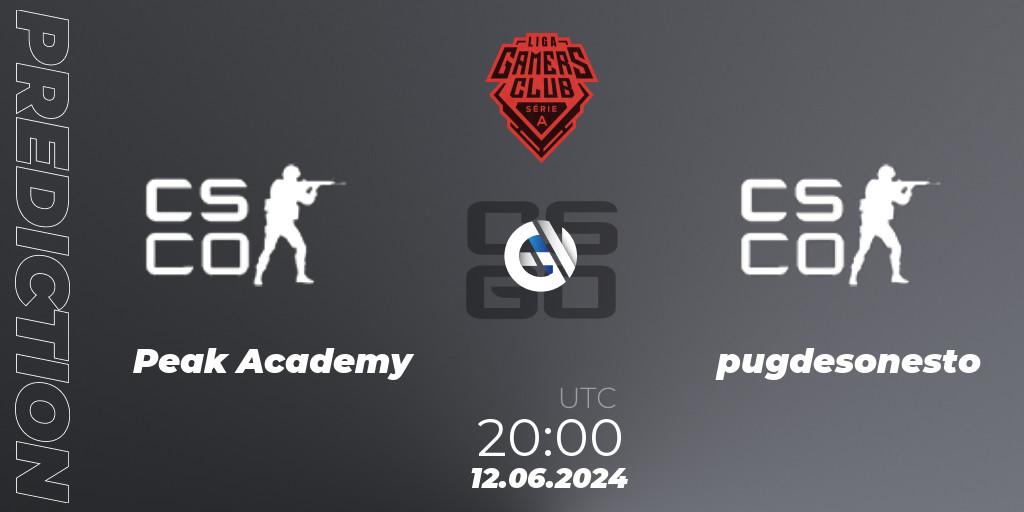 Peak Academy vs pugdesonesto: Match Prediction. 12.06.2024 at 20:00, Counter-Strike (CS2), Gamers Club Liga Série A: June 2024