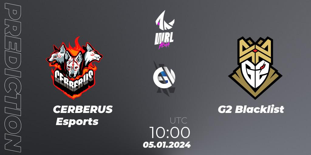 CERBERUS Esports vs G2 Blacklist: Match Prediction. 05.01.2024 at 10:00, Wild Rift, WRL Asia 2023 - Season 2: Asia-Pacific Conference