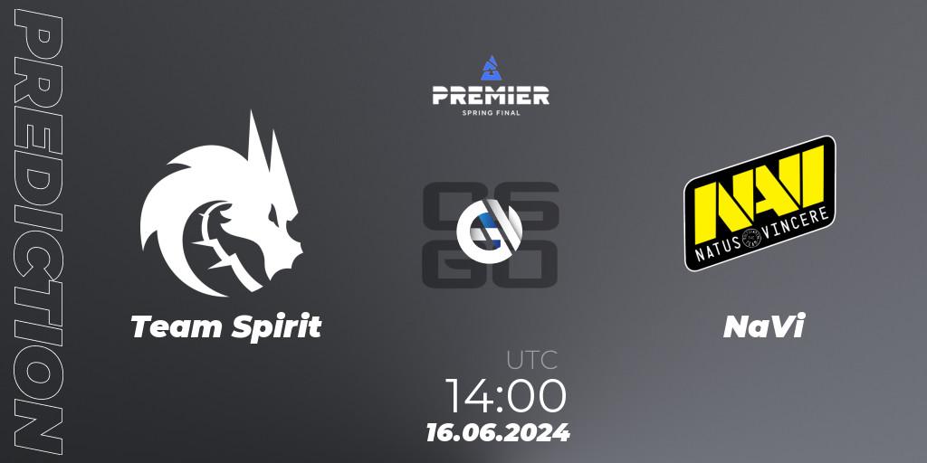 Team Spirit vs NaVi: Match Prediction. 16.06.2024 at 14:00, Counter-Strike (CS2), BLAST Premier Spring Final 2024