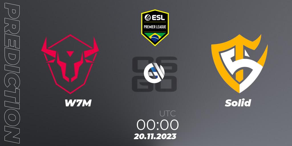 W7M vs Solid: Match Prediction. 20.11.2023 at 00:00, Counter-Strike (CS2), ESL Brasil Premier League Season 15