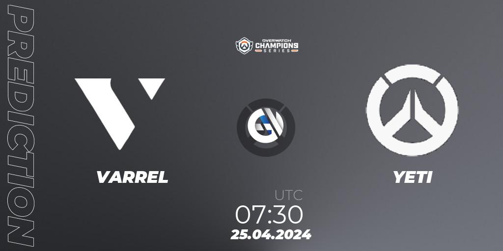 VARREL vs YETI: Match Prediction. 25.04.2024 at 07:30, Overwatch, Overwatch Champions Series 2024 - Asia Stage 1 Main Event
