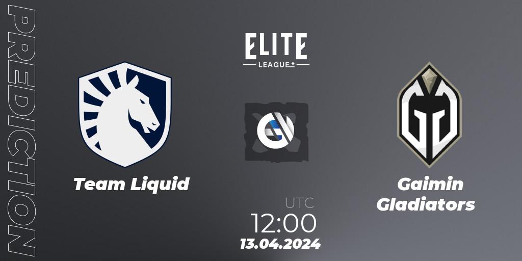 Team Liquid vs Gaimin Gladiators: Match Prediction. 13.04.24, Dota 2, Elite League