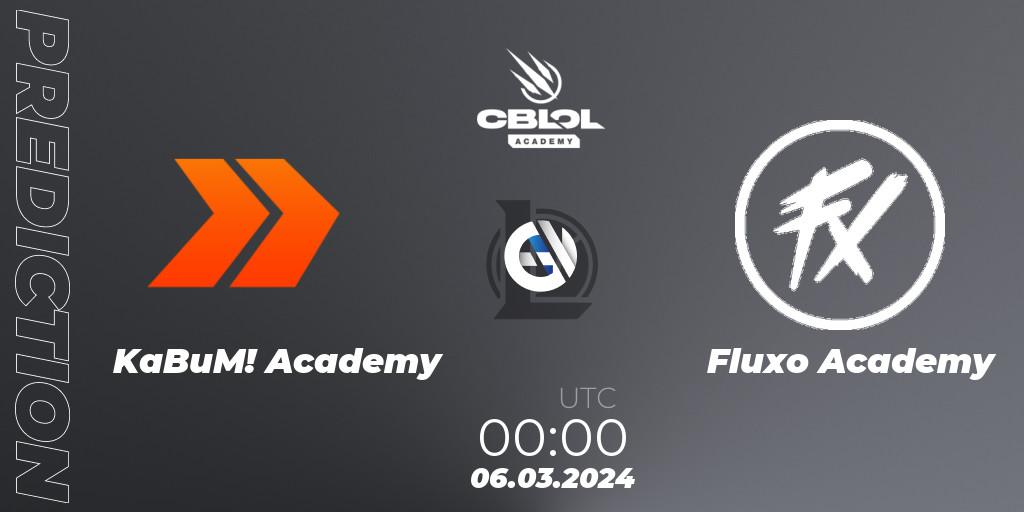 KaBuM! Academy vs Fluxo Academy: Match Prediction. 06.03.2024 at 00:00, LoL, CBLOL Academy Split 1 2024