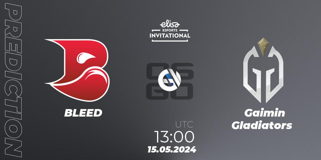 BLEED vs Gaimin Gladiators: Match Prediction. 15.05.2024 at 13:00, Counter-Strike (CS2), Elisa Invitational Spring 2024