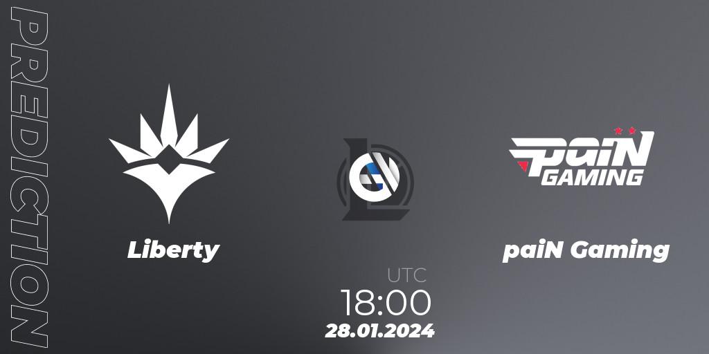 Liberty vs paiN Gaming: Match Prediction. 28.01.2024 at 18:00, LoL, CBLOL Split 1 2024 - Group Stage