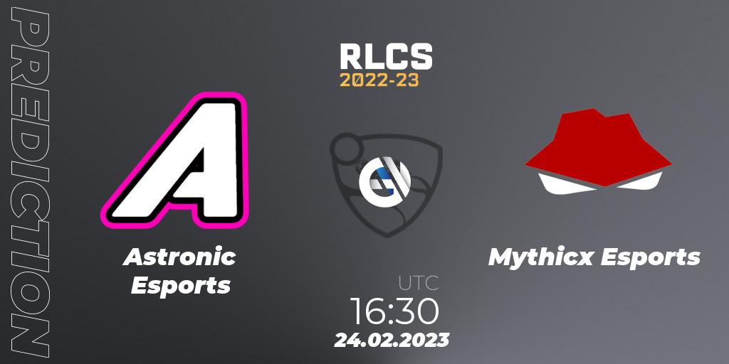 Astronic Esports vs Mythicx Esports: Match Prediction. 24.02.2023 at 16:30, Rocket League, RLCS 2022-23 - Winter: Sub-Saharan Africa Regional 3 - Winter Invitational