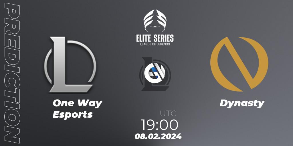 One Way Esports vs Dynasty: Match Prediction. 08.02.2024 at 19:00, LoL, Elite Series Spring 2024