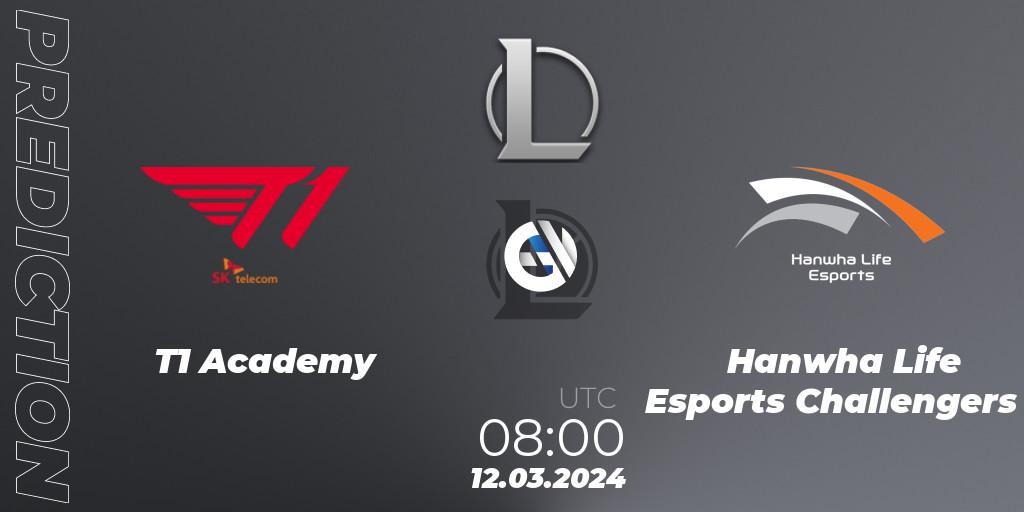 T1 Academy vs Hanwha Life Esports Challengers: Match Prediction. 12.03.2024 at 08:00, LoL, LCK Challengers League 2024 Spring - Group Stage
