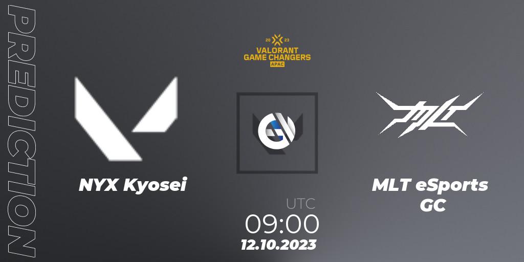 NYX Kyosei vs MLT eSports GC: Match Prediction. 12.10.2023 at 09:00, VALORANT, VCT 2023: Game Changers APAC Elite