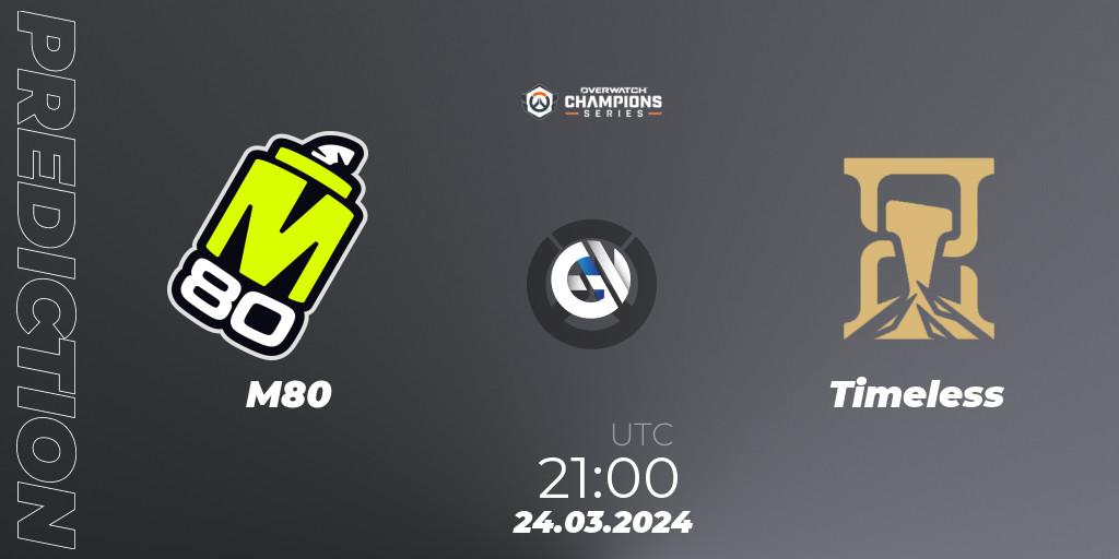 M80 vs Timeless: Match Prediction. 24.03.2024 at 21:00, Overwatch, Overwatch Champions Series 2024 - North America Stage 1 Main Event