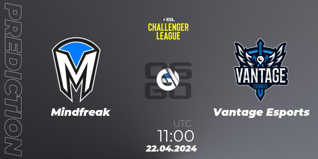 Mindfreak vs Vantage Esports: Match Prediction. 22.04.2024 at 11:00, Counter-Strike (CS2), ESL Challenger League Season 47: Oceania