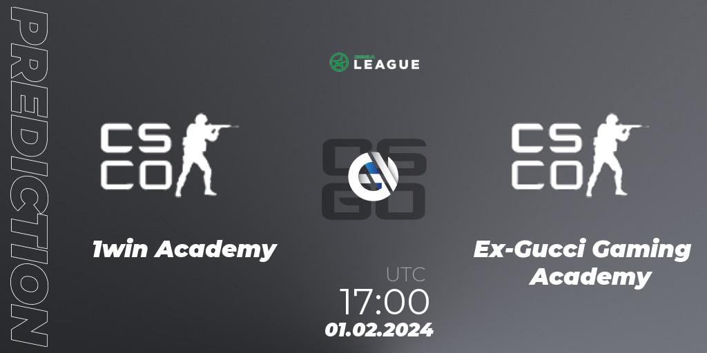 1win Academy vs Ex-Gucci Gaming Academy: Match Prediction. 01.02.2024 at 17:00, Counter-Strike (CS2), ESEA Season 48: Advanced Division - Europe