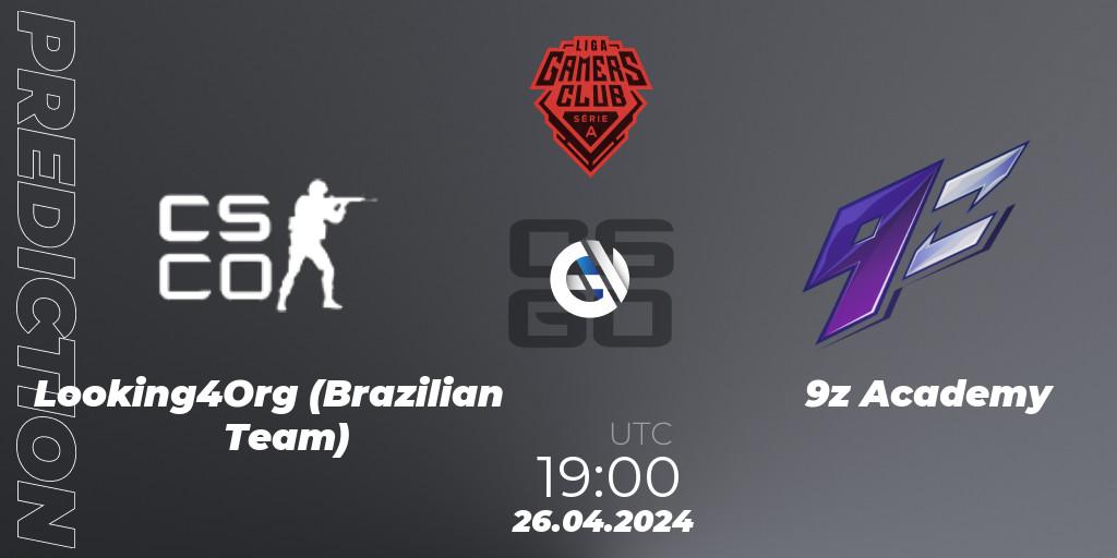 Looking4Org (Brazilian Team) vs 9z Academy: Match Prediction. 02.05.24, CS2 (CS:GO), Gamers Club Liga Série A: April 2024