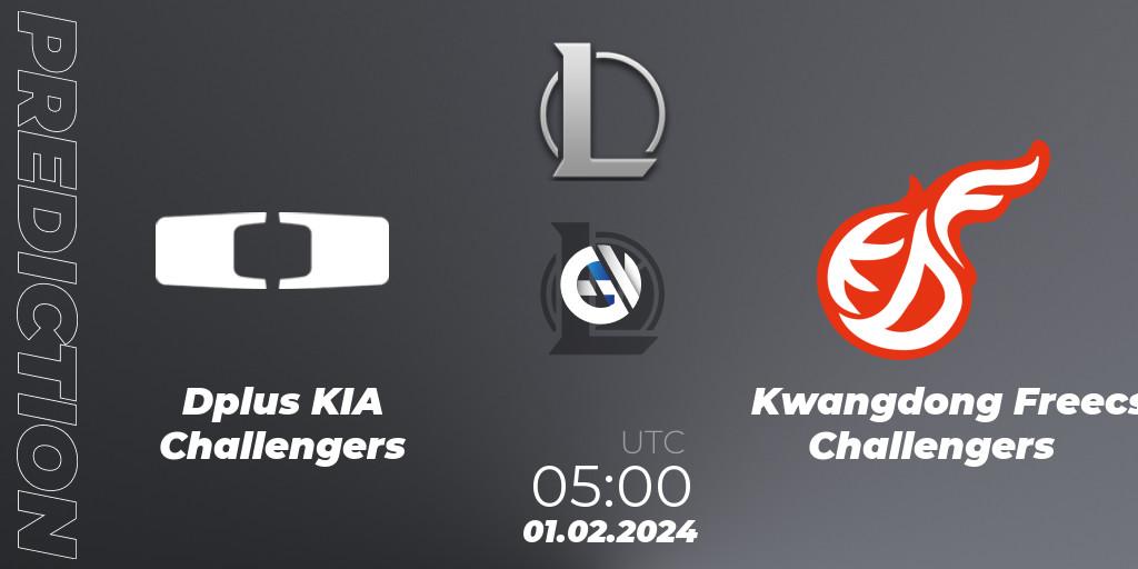 Dplus KIA Challengers vs Kwangdong Freecs Challengers: Match Prediction. 01.02.2024 at 05:00, LoL, LCK Challengers League 2024 Spring - Group Stage