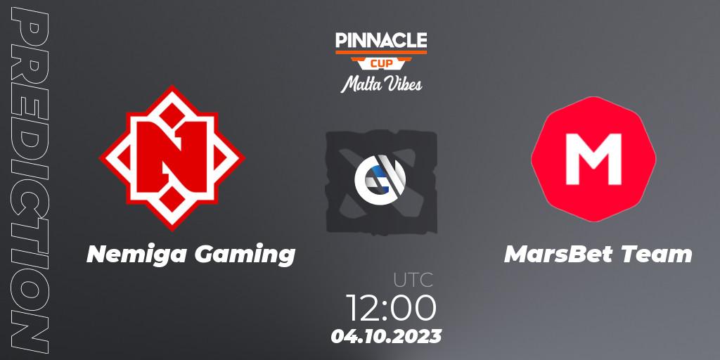 Nemiga Gaming vs MarsBet Team: Match Prediction. 04.10.23, Dota 2, Pinnacle Cup: Malta Vibes #4