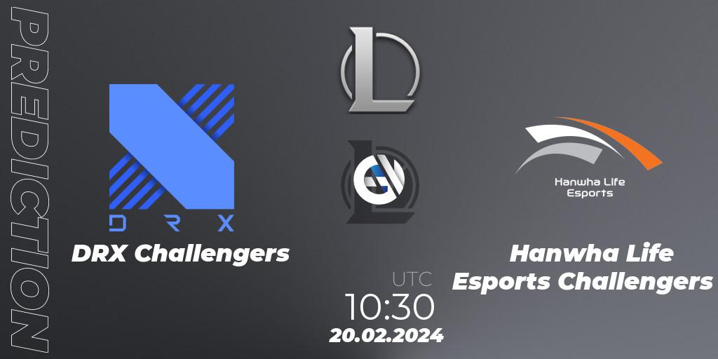 DRX Challengers vs Hanwha Life Esports Challengers: Match Prediction. 20.02.2024 at 10:30, LoL, LCK Challengers League 2024 Spring - Group Stage