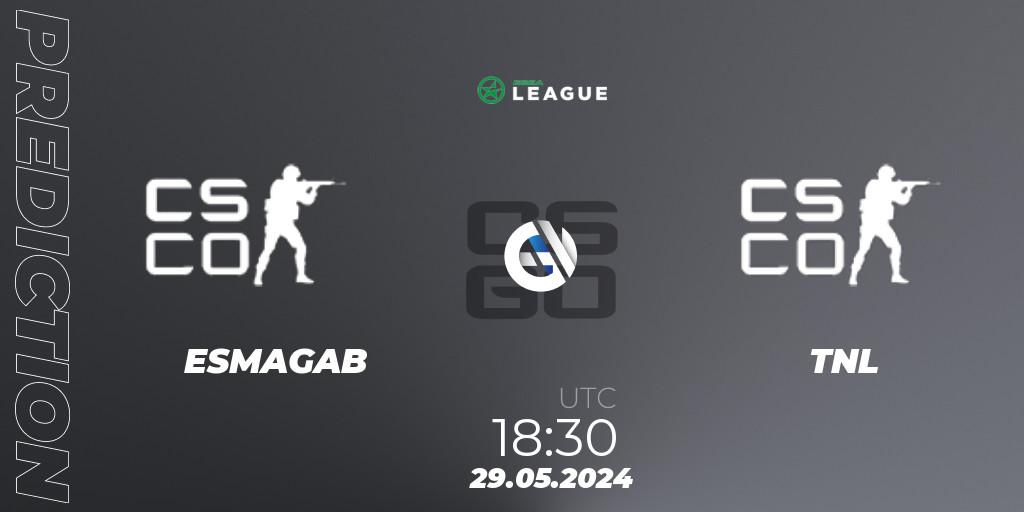 ESMAGAB vs TNL: Match Prediction. 29.05.2024 at 16:00, Counter-Strike (CS2), ESEA Season 49: Advanced Division - Europe