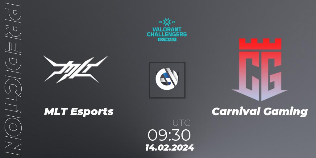 MLT Esports vs Carnival Gaming: Match Prediction. 14.02.2024 at 09:30, VALORANT, VALORANT Challengers 2024: South Asia Split 1 - Cup 1