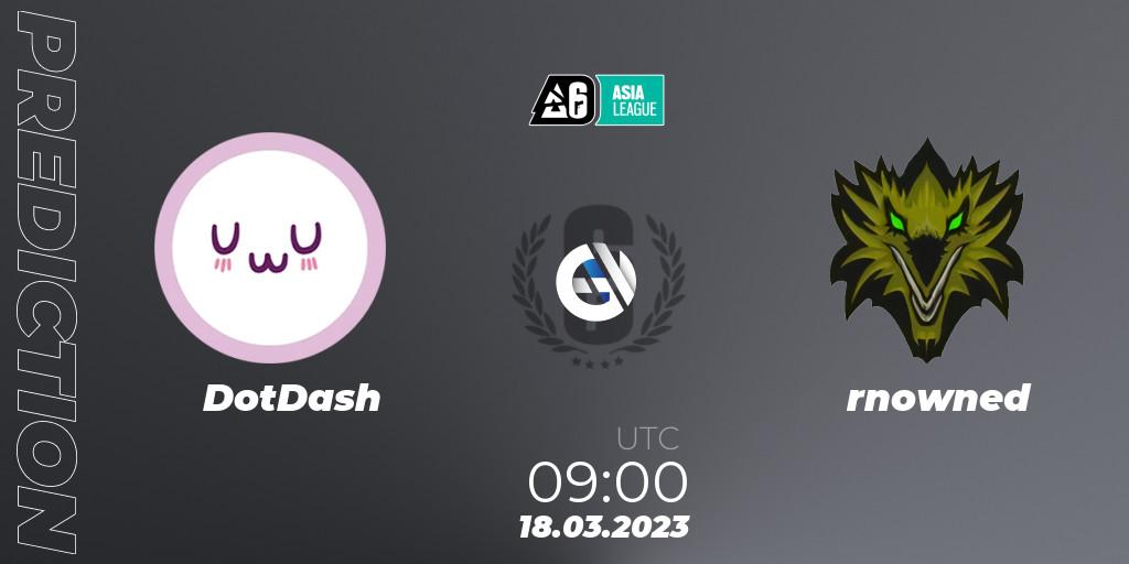 DotDash vs rnowned: Match Prediction. 18.03.2023 at 10:00, Rainbow Six, South Asia League 2023 - Stage 1